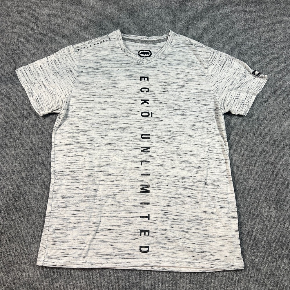 Ecko Unltd T Shirt Mens Medium Heathered Gray Iconic Rhino Graphic Logo Cotton